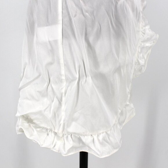Hill House Nima Wrap Dress White Silk Mini V-Neck Robe Ruffle Trim Small S NEW - Picture 5 of 9